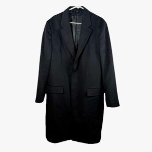 NWOT‎ Colombo Sarar Pure New Wool Black Overcoat Car Coat Men 48R Turkey Luxury